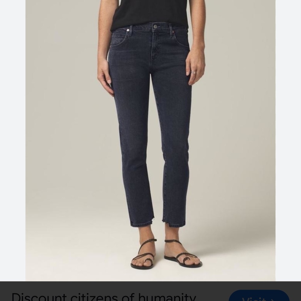 Citizens of Humanity Women's Dark Blue Ankle Jeans, Elsa crop jeans.